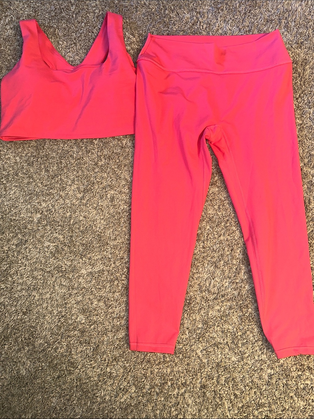 Vibrant Coral Pink Active Set - Sports Bra + Leggings